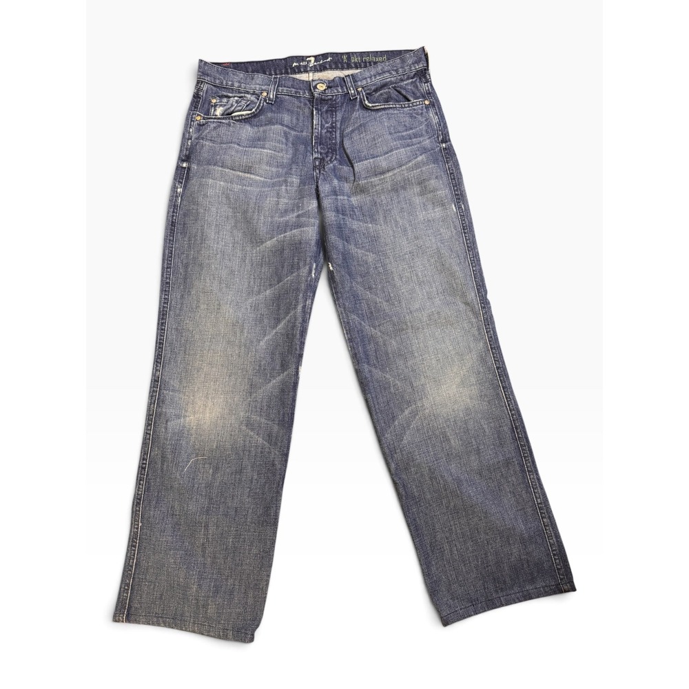 7 For All Mankind A Pocket Relaxed Jeans Blue Medium Wash Straight Leg 36x27.5